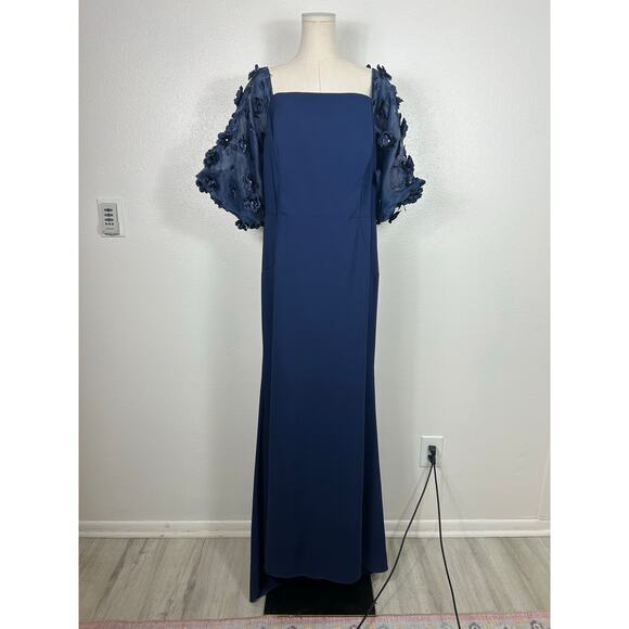 Terani Couture Mother of the Bride Off the Shoulder Gown Navy Blue 18 Formal - Picture 3 of 7